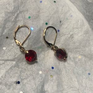 Silver and red gemstone earrings
